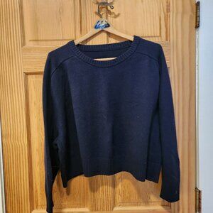 GAP cropped, oversized pullover crewneck sweater, navy blue, XXL, EUC